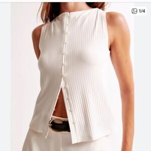 Abercrombie Wide Rib Button Through Slash Top